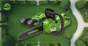 Tronçonneuse à batterie Greenworks 48V avec ses 2 batteries